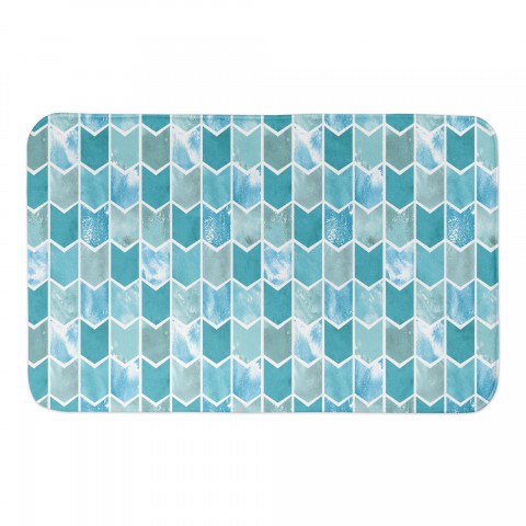 Blue Watercolor Chevron 34x21 Bath Mat