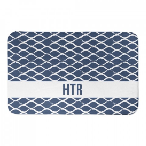 Navy Fishnet Pattern 34x21 Personalized Bath Mat