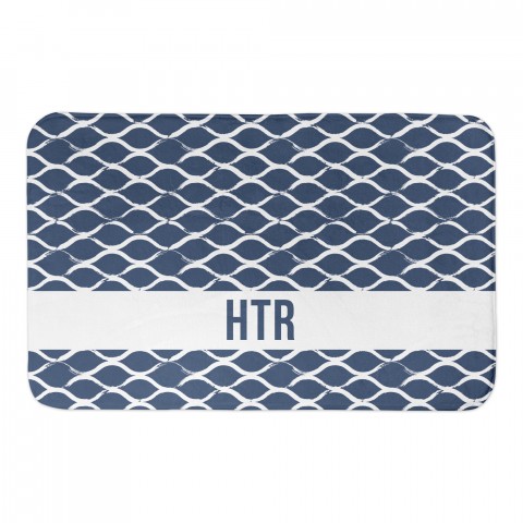 Navy Fishnet Pattern 34x21 Personalized Bath Mat