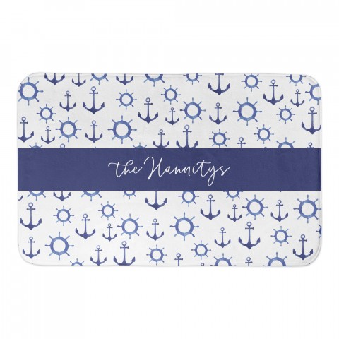 Nautical Anchors Pattern 34x21 Personalized Bath Mat