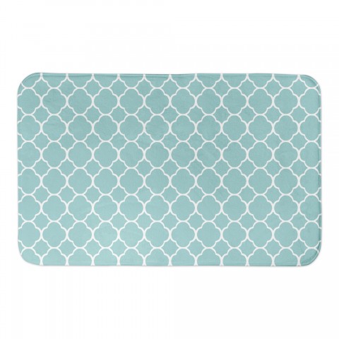 Teal Lattice Pattern 34x21 Bath Mat
