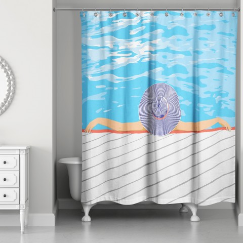 Relaxing In The Pool 71x74 Shower Curtain