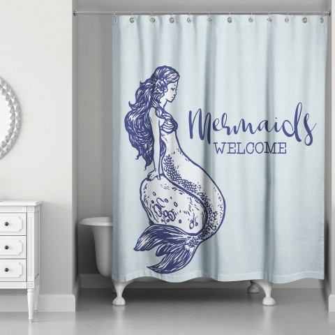 Mermaids Welcome 71x74 Shower Curtain