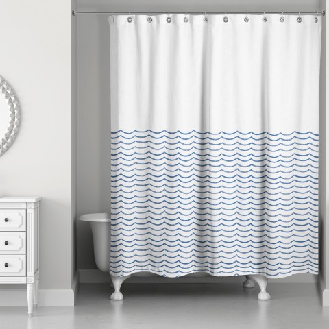 Doodle Waves 71x74 Shower Curtain