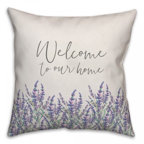 Welcome to our Home Lavendar Print Pillow