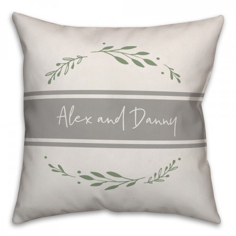 Simple Stripe Wreath 18x18 Personalized Spun Poly Pillow