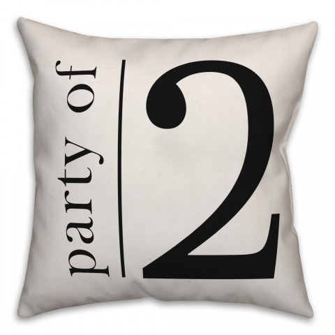 Party of 2 - Black and White 18x18 Spun Poly Pillow