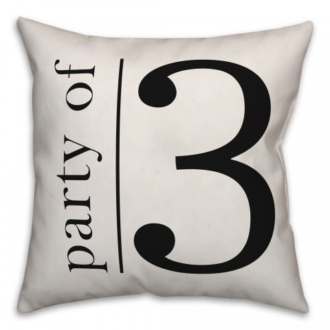 Party of 3 - Black and White 18x18 Spun Poly Pillow