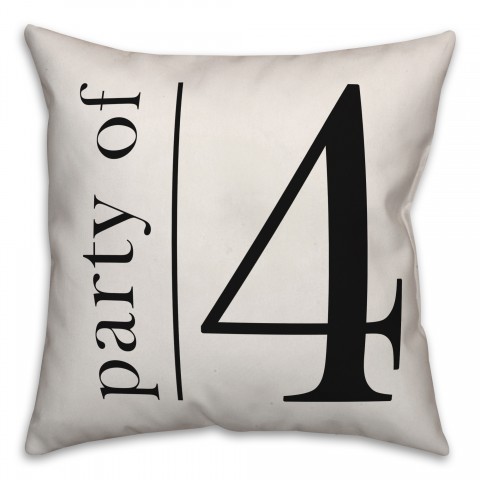 Party of 4 - Black and White 18x18 Spun Poly Pillow
