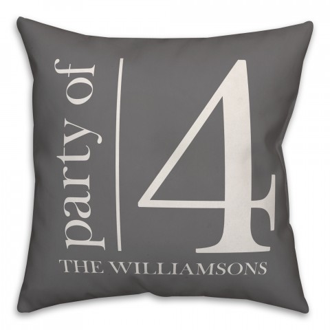 Party of 4 - Gray and White 18x18 Personalized Spun Poly Pillow