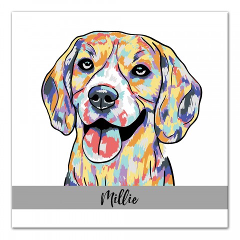 Personalized Watercolor Beagle Wall Art