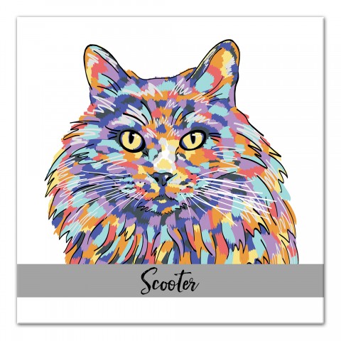 Personalized Watercolor Long Hair Cat Wall Art
