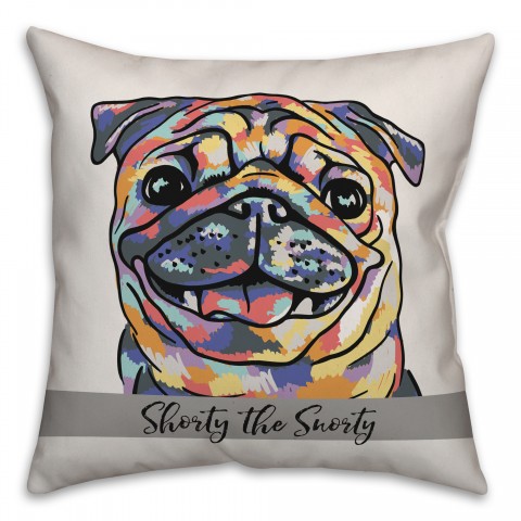 Personalized Watercolor Pug Pillow
