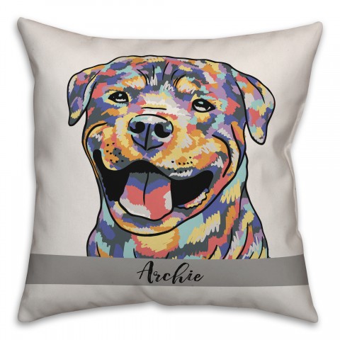 Personalized Watercolor Rottweiler Pillow