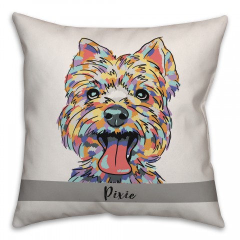 Personalized Watercolor Yorkie Pillow