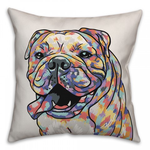 Watercolor Bulldog Pillow