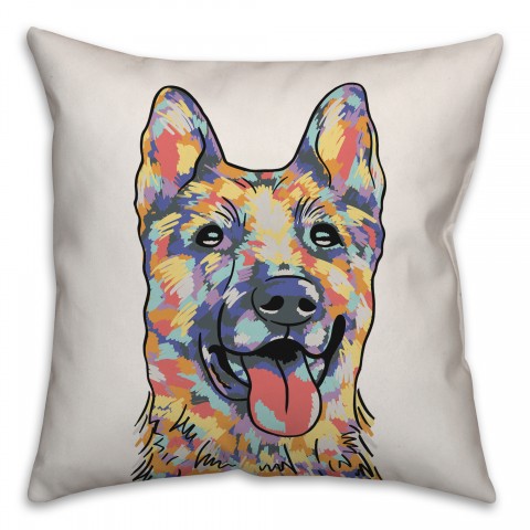 Watercolor German Shepherd Pillow