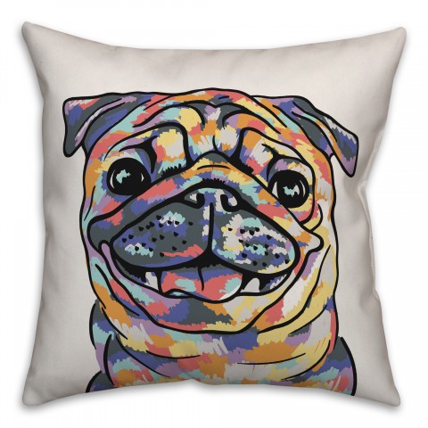 Watercolor Pug Pillow