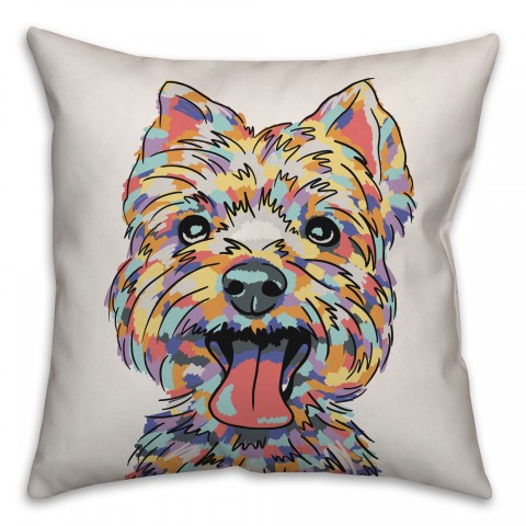 Watercolor Yorkie Pillow