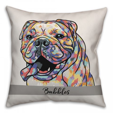 Personalized Watercolor Bulldog Pillow