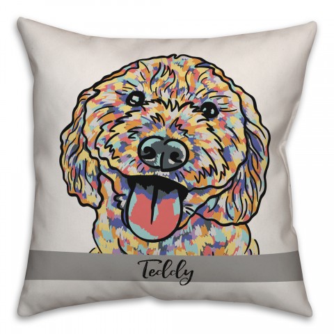 Personalized Watercolor Doodle Pillow