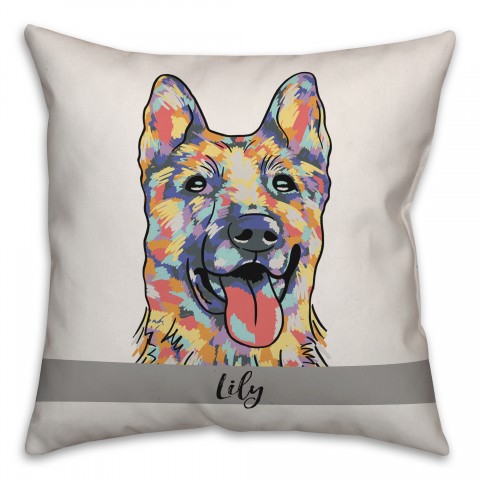 Personalized Watercolor German Shepherd Pillow