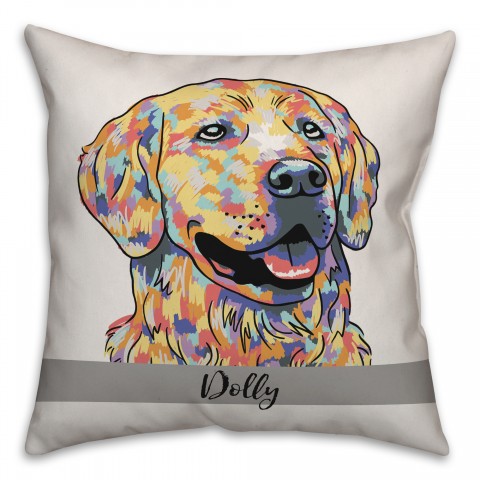 Personalized Watercolor Retriever Pillow