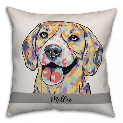 Personalized Watercolor Beagle Pillow