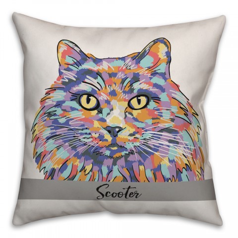 Personalized Watercolor Cat Pillow