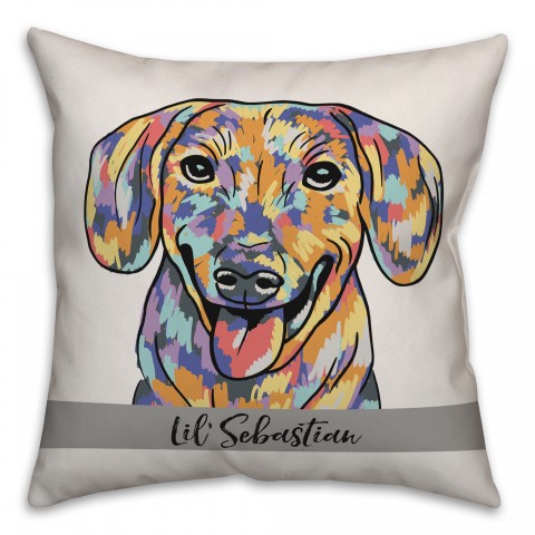 Personalized Watercolor Dachshund Pillow