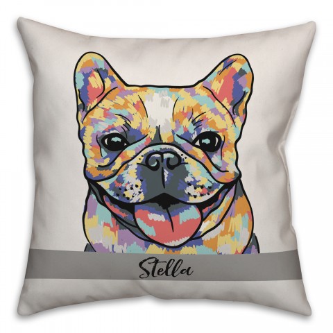 Personalized Watercolor French Bulldog Pillow