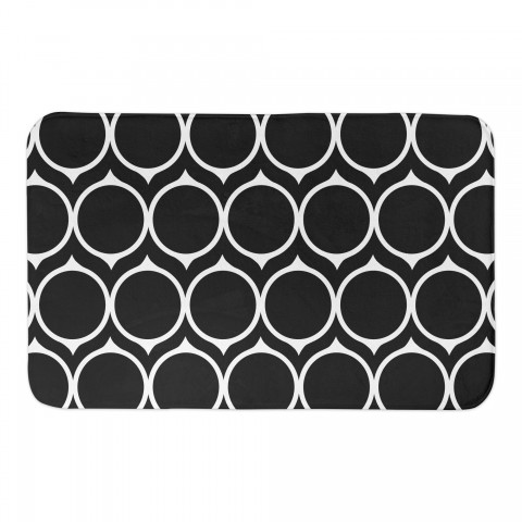 Black Mid Mod Circles 34x21 Bath Mat