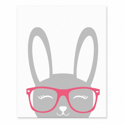 Happy Bunny with Glasses 8x10 Tabletop Canvas