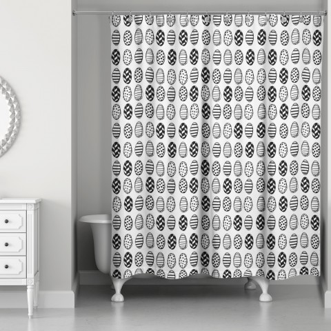 Black and White Egg Pattern 71x74 Shower Curtain