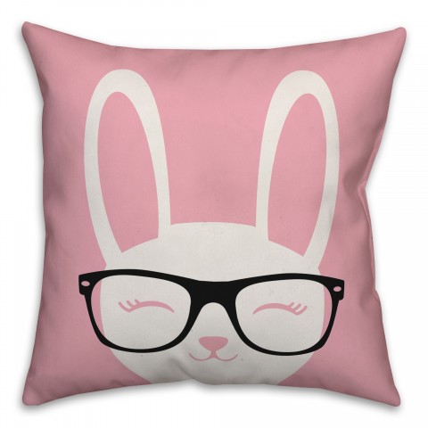 Happy Bunny with Glasses Pillow