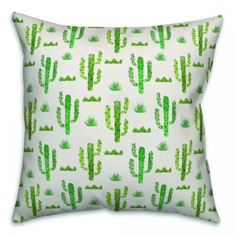 Watercolor Cactus Pattern Pillow