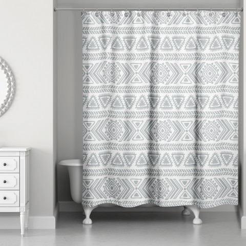 Gray Tribal Stripes 71x74 Shower Curtain