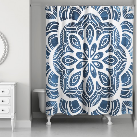 Blue Mandala 71x74 Shower Curtain