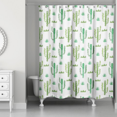 Watercolor Cacti 71x74 Shower Curtain