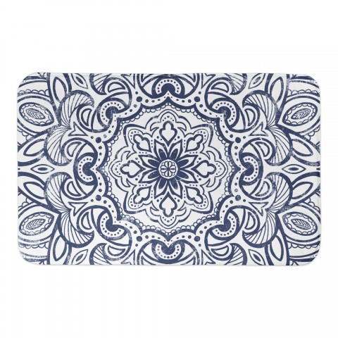 Navy Medallion 34x21 Bath Mat