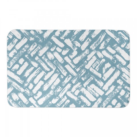 Blue Abstract Strokes 34x21 Bath Mat