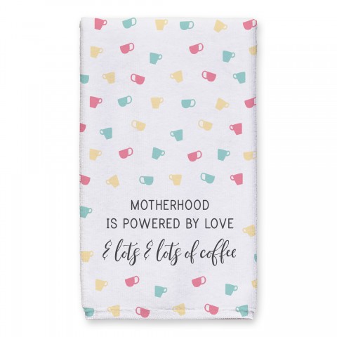 Motherhood Is Powered By Love and Lots of Coffee 16x25 Towel