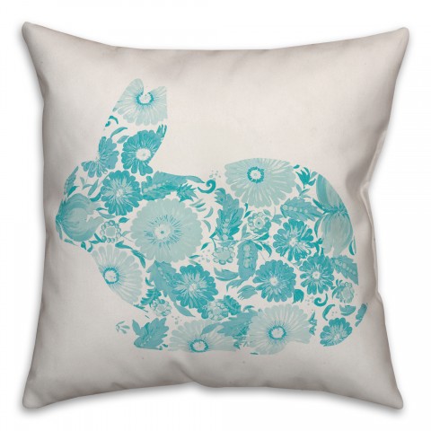 Floral Bunny Silhouette Pillow