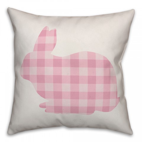 Pink Buffalo Check Bunny Silhouette Pillow