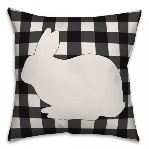 Black Buffalo Check Bunny Silhouette Pillow