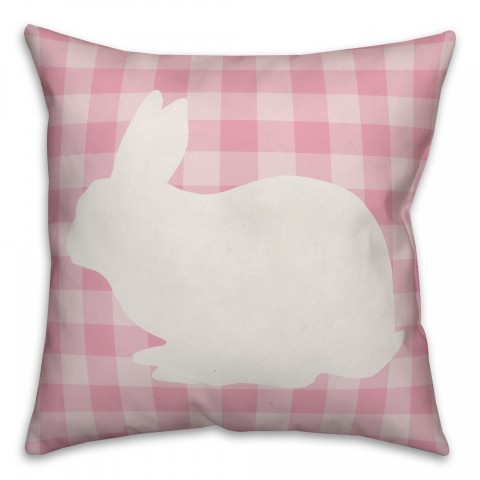 Pink Buffalo Check Bunny Silhouette Pillow