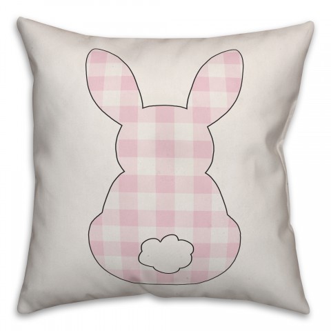 Pink Buffalo Check Sitting Bunny Silhouette Pillow