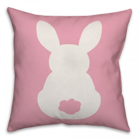 Pink Sitting Bunny Silhouette Pillow