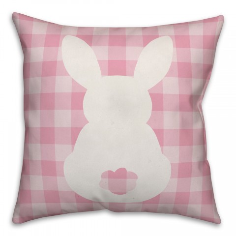 Pink Buffalo Check Sitting Bunny Silhouette Pillow