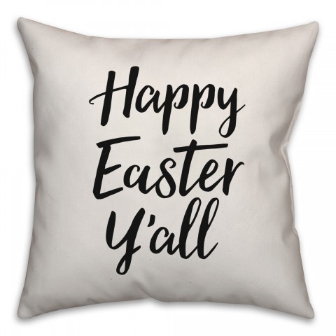 Black Script Happy Easter Y'all Pillow